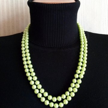 Длинное жемчужное ожерелье. Ручная сборка.