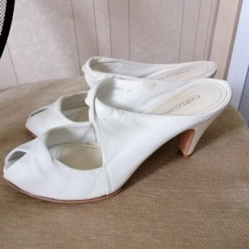 Кожаные белые сабо 37р.