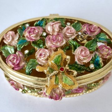 шкатулка7см металл роспись стразы для украшений