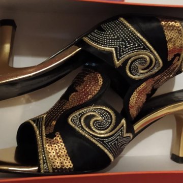 Нарядные мюли с золотистыми пайетками, 36