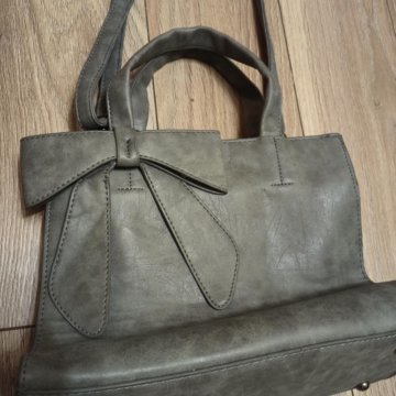 Сумка серая, с бантом