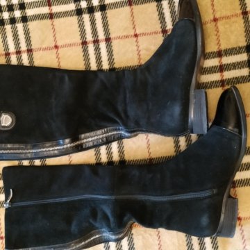 Сапоги замша черные, р. 37