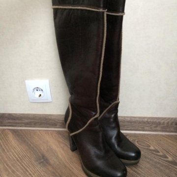 Кожаные зимние сапоги 38р