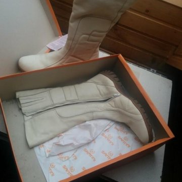 Сапоги белые, Santini, кожа, Италия, новые