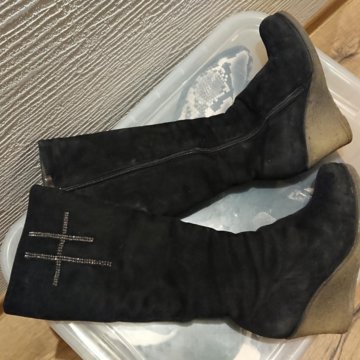 Сапоги женские зимние на танкетке Размер 35 замша