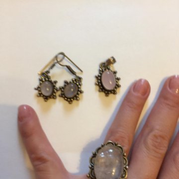 Бижутерия (серьги, кольцо, подвеска) лунный камень