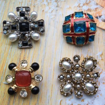 Брошь, кристалл, жемчуг, крест