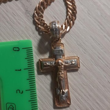 Цепь с крестом золото 585