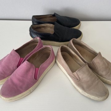 Слипоны женские 38 кожа, замша Эконика