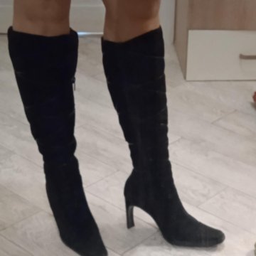 Сапоги зима, замша, мех натуральные, 39 р.