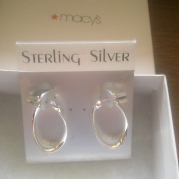 Серьги Macy's новые серебро