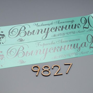 Мятная лента + надпись серебро