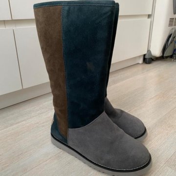 Женские зимние высокие угги (серые/коричн/зеленые)