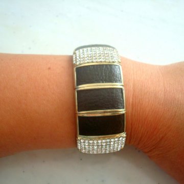 ВИНТАЖНЫЙ ШИРОКИЙ БРАСЛЕТ СО СТРАЗАМИ. США