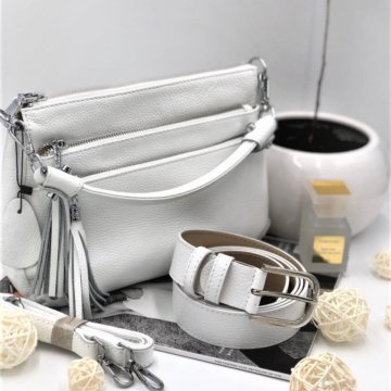 Белая кожаная сумка женская новая