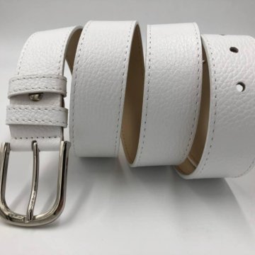 Белый ремень натуральная кожа новый в коробочке
