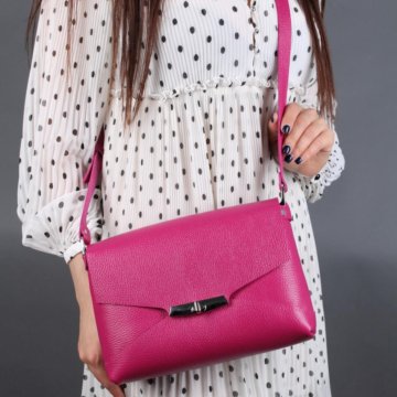 Женская сумка через плечо из натуральной кожи розо