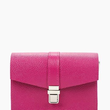 Женская кожаная поясная сумка розовая A009 fuchsia