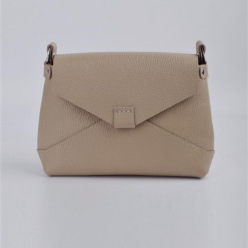 Кожаная женская сумка через плечо бежевая A003 bei