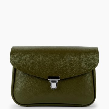 Женская сумка через плечо из натуральной кожи хаки