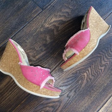 Розовые джинсовые сабо Италия ????????