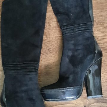 Сапоги платфотма замша и лак Еврозима отл сост