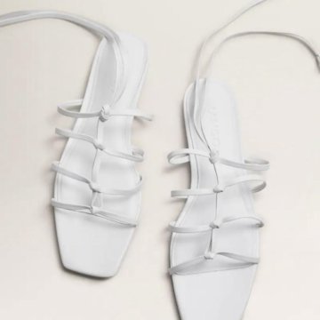 Новые сандалии босоножки на завязках mango кожа