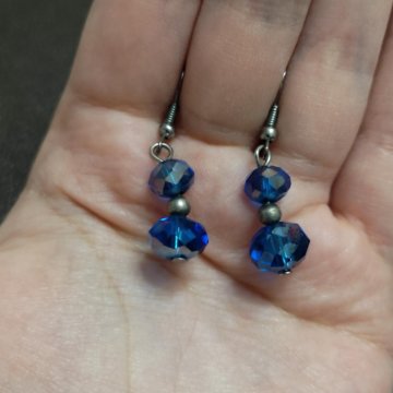Серьги Женские Синие Кристаллы Швензы