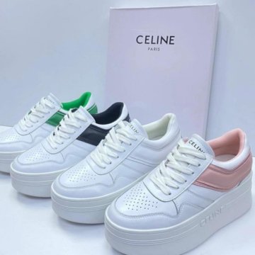 Кеды белая кожа Celine на платформе