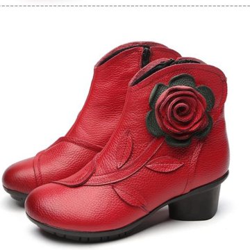 Полу Сапоги Женские Кожаные Красные Новые 39 Широк