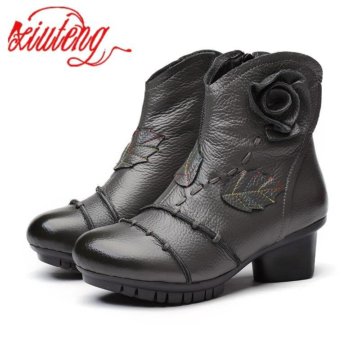 Полу Сапоги Женские Кожаные Новые Серые 39 На Меху