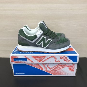 Кроссовки New Balance 574 зеленые нат.замша