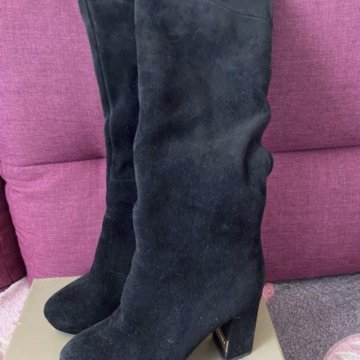 Сапоги ботфорты, натуральная замша.