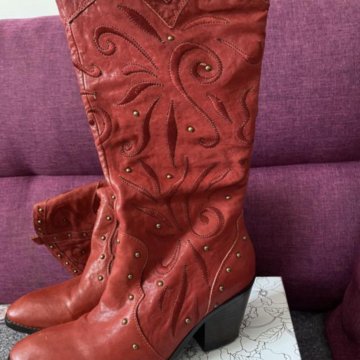 Сапоги казаки, натуральная кожа.