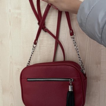 Сумка натуральная кожа красная