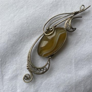 Винтажная брошь Оникс