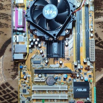 Материнская плата asus P5L2 с процом+памятью+охлад
