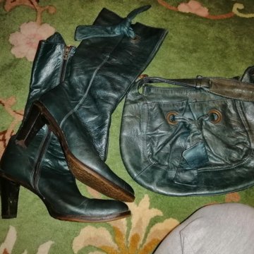 Кожаные сапоги+сумка karen miler