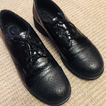 полуботинки женские р 37 черные кожа с лаком