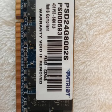 Оперативная память DDR2 SODIMM: 4 Gb PC2-6400 CL6