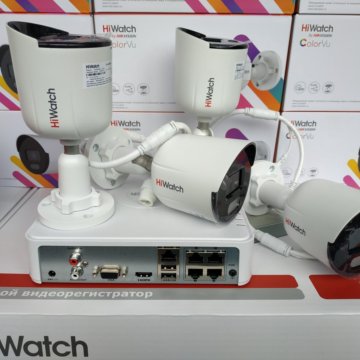 Комплект IP HiWatch 4Mpx на 4камеры с тех ColorVu