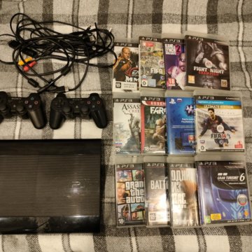 sony playstasion 3 super slim + 14 игр/обмен