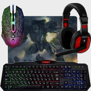 Игровой набор для ПК клава, мышь,наушники, коврик