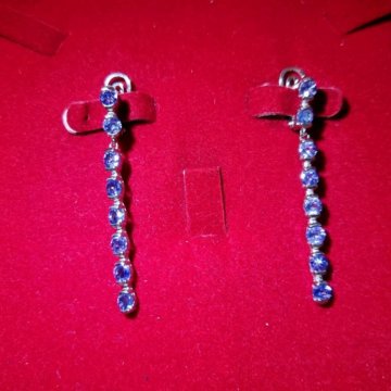 Серьги: Висюльки Танзаниты.925.белое золото