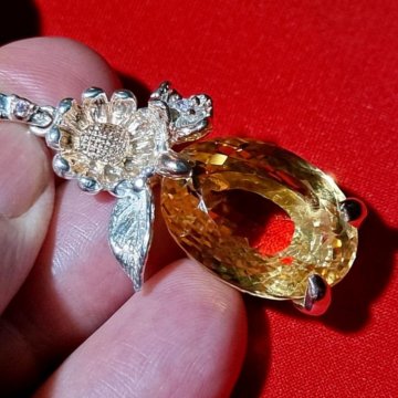 Кулон: Цитрин. 925. 2 тона золото