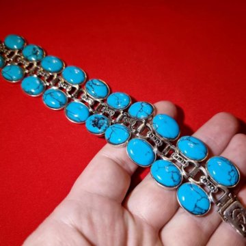 Браслет: Бирюза.Марказит.925.бел.золот.19.,05 см