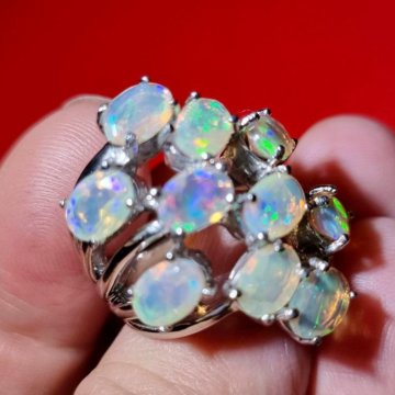 Кольцо: Опал Огненный.925.белое золото 17р