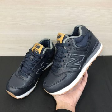 Кроссовки New Balance 574 зимние синие на байке