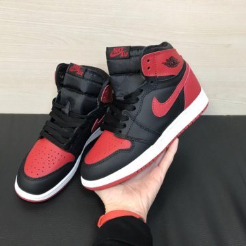 Кроссовки Nike Air Jordan зимние черно-красные