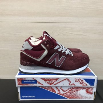 Кроссовки New Balance 574 бордовые зимние